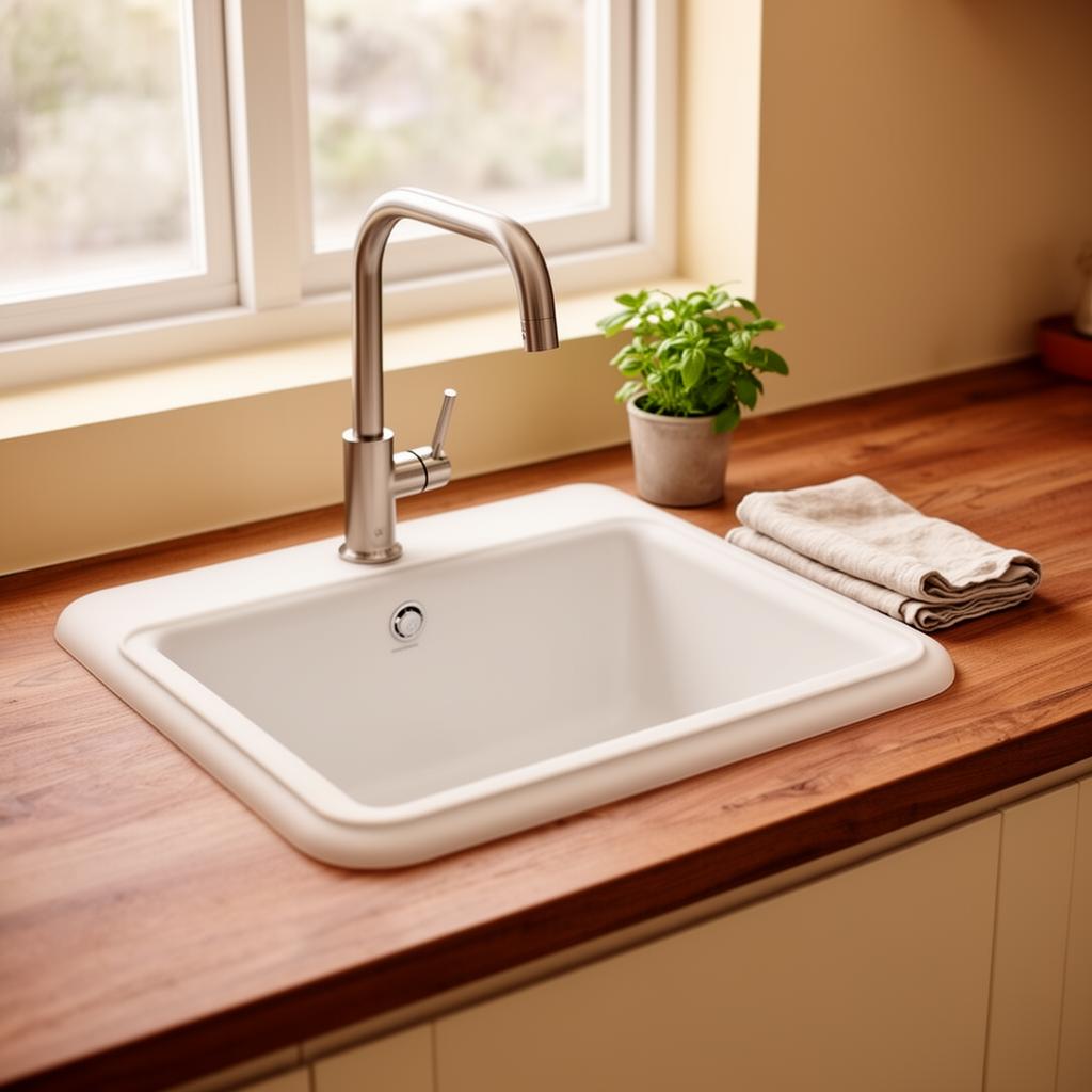 Same kitchen sink, dry and styled with NestFix splash guard — after